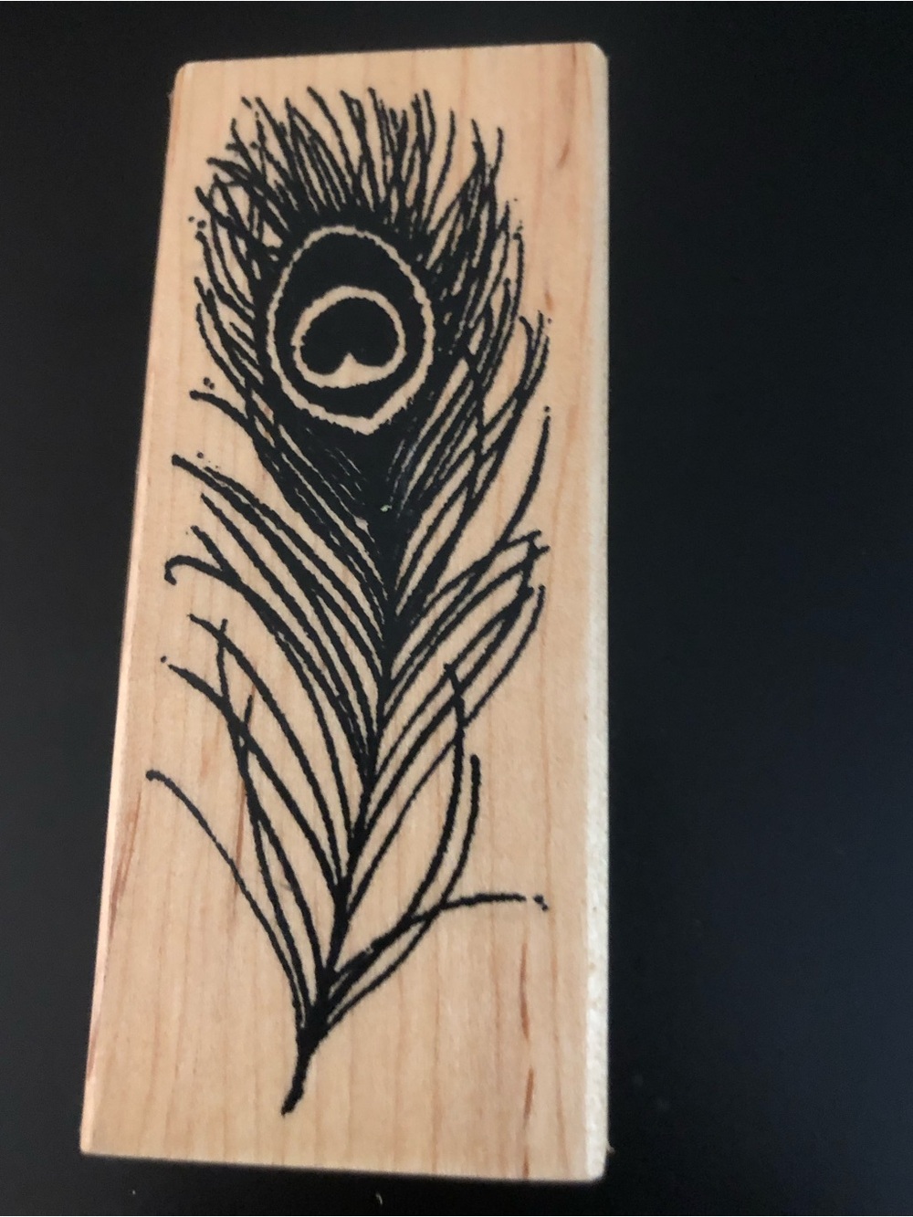 Stampendous Peacock Feather Wood Stamp — Black on Natural